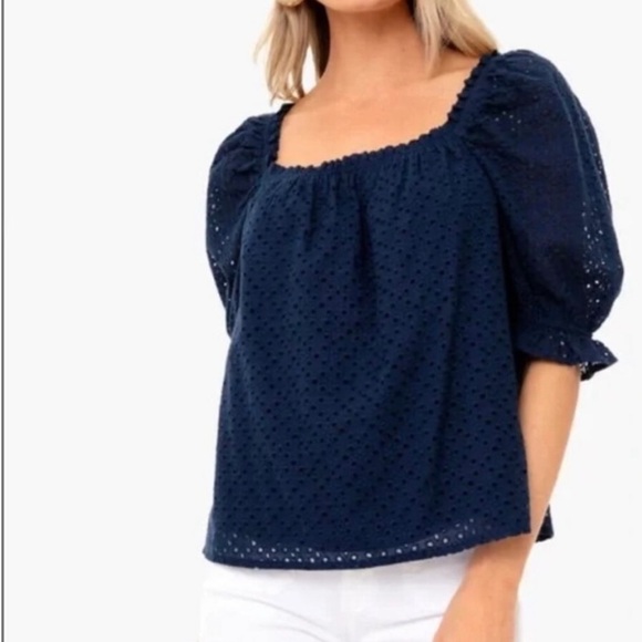 Pomander Place size XS eyelet top in navy - Picture 5 of 5